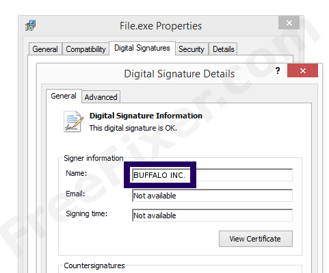 Screenshot of the BUFFALO INC. certificate